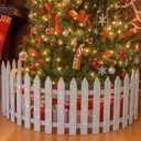 16 Pcs 11.81 Inches Tall Christmas Tree Fence Glitter Christmas Tree Gate Picket Protector from Cat Dog Small Thick Plastic Xmas Picket Fence for Xmas Wedding Holiday and Home Decor(Silver)