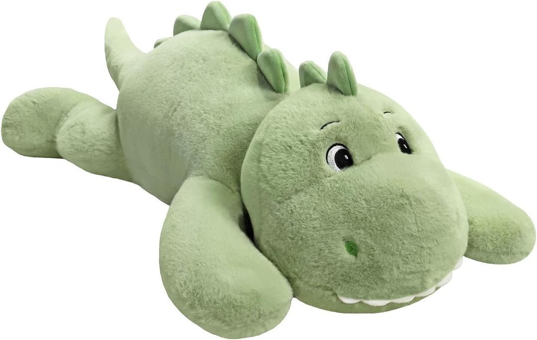 XMV 31 inch 5 lbs Dinosaur Weighted Stuffed Animals, Large Weighted Plush Animal, Cute Plush Toy Pillow, Soft Dino Plushie Gifts for Adults, Kids, Boys and Girls (Green)