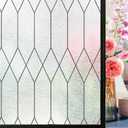 Windimiley Window Privacy Film Stained Glass Static Clings, Bathroom Frosted Leaded Decorative Window Stickers, UV Heat Blocking Opaque Removable for Home Door Coverings (29.5 x 78.7in,Pure)