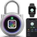 Gym Locker Padlock Fingerprint Padlock eLinkSmart Waterproof Keyless Smart Lock iOS Watch App Unlock View Record Combination Padlock for School Gym Locker Gun Case Field Box Colorful Acrylic (Rainbow)