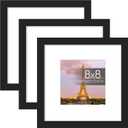 upsimples 8"x8" Picture Frame Made of High Definition Glass, Display Pictures 5"x5" with Mat or 8"x8" Without Mat, Gallery Wall Frame Set, Black