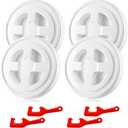 Novabright 4 Pcs 5 Gallon Bucket Lids with 4 Lid Openers 12 Inch Leak-proof Food Plastic Screw Top Seal Lids for Pet Food Storage, Chicken Feed Containers, and Paint Storage(White)