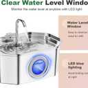 Cat Water Fountain Stainless Steel 108oz/3.2L, APAUK Automatic Pet Fountain Dog Water Dispenser with Water Level Window, Quiet Cat Fountain for Drinking, Inside with Replacement(1 Filter&1 Sponge)