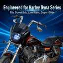 Quarter Fairing Windshield Kit for Harley Dyna 20062017, Street Bob FXDB, Super Glide FXD FXDC, Low Rider FXDL FXDLS, Club Style Front Fairing, w/ Brackets Quick-Release 49mm Fork Clamps