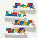 Nursery Book Shelves, Set of 4 Floating Book Shelves, Scalloped Wall Bookshelf for Bedroom, White Decor for Nursery, Baby, Toddler Room