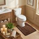 GRANNY SAYS Bathroom Toilet Rugs U Shaped, Bath Mats for Bathroom, Bath Rugs Non Slip Washable, Absorbent Microfiber Toilet Mat, Soft Plush Shaggy Bath Carpet, 20" x 24", Brown
