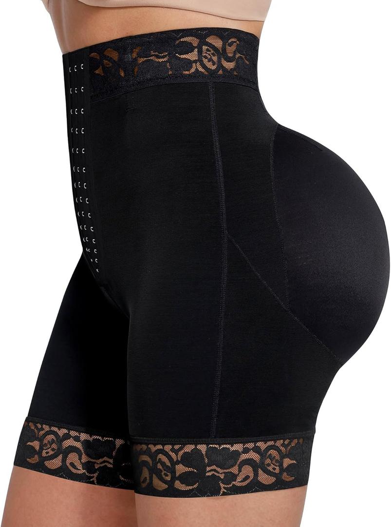SHAPELLX Butt Lifter Shapewear Tummy Control Shorts For Women Waist Cincher With Hook Zipper Closure Body Shaper Wear (6X-Large, C3-black)