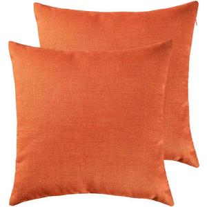 RainRoad Orange Decorative Throw Pillow Cover for Sofa Couch Bedroom Car Cotton Linen Pillow Case Cushion Cover Set of 2,18x18Inch 45cm x 45cm (Orange)