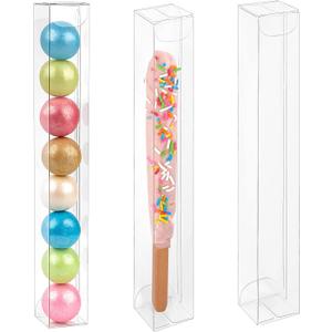 45 PCS Clear Pretzel Rod Boxes 1x1x8 Inches Gumball Tubes Box for 8, Individual Treat Box Transparent Plastic Candy Party Favor Boxes