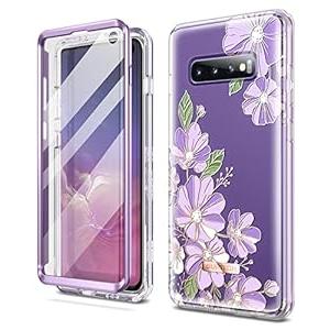 SURITCH for Upgraded Samsung Galaxy S10 Case, [Built-in Anti-Scratch Screen Protector] [Dual-Layer Protection] 360°Full Protection Shockproof Protective Phone Case Fit Cover 6.1 Inch - Purple Cosmos