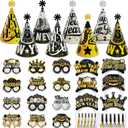 New Years Eve Party Supplies 2026, 42pcs Happy New Year Party Favors Set- New Years Paper Hats, 2026 New Year Headband, Eyeglasses, Blowouts for New Year's Eve Party