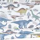 J-pinno Dinosaur World Blue Green Gray Cute Twin 100% Cotton 3 Pieces Sheet Set for Kids Boys Girls Children, Flat Sheet + Fitted Sheet + Pillowcase Bedding Decoration Gift Set
