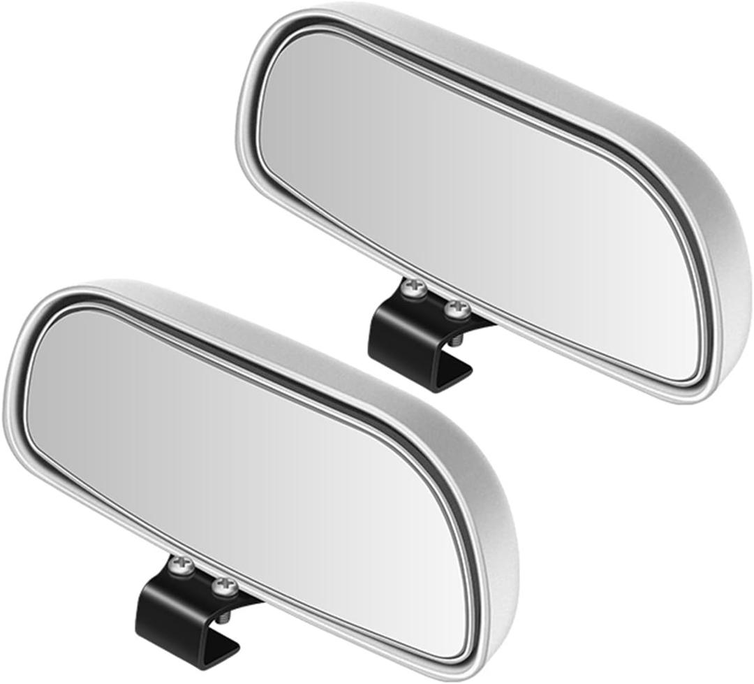 Blind Spot Mirror for Car, HD Glass Convex Wide Angle Blindspot Rear View Mirrors, Adjustable Clip On Car Side Mirror for Trucks SUVs Jeep RVs, Fits Max 0.16in/0.4cm Framed Mirrors (Sliver 2 Pack)