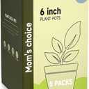 6 Inch Indoor Planter Pots with Drainage Hole and Tray Saucer,Flower Pots for Indoor Outdoor Garden Plants and Flowers, Multicolor, 5 Packs