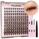 Mavphnee Brown Lash Clusters Kit Fairy Eyelash Extensions Kit Dark Brown Cluster Eyelash Extensions Kit Natural Wispy D-Curly Individual Lashes Clusters with Lash Bond and Seal Glue and Tweezers
