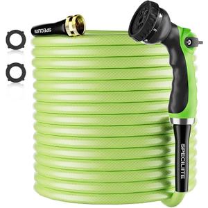 SPECILITE Flexible Garden Water Hose 25 Ft, Heavy Duty, Lightweight and Leak-Proof Pipe× 1/2 In, 3/4" Brass Swivel Fittings,Burst 600 PSI, Non-Expandable, Kink-Proof, For Car, Yard, Outdoor, Lawn