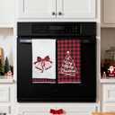 Red Black Buffalo Plaid Merry Christmas Jingling Bell Kitchen Towels Dish Towels, 17x27 Inch Daily Seasonal Winter Decoration Hand Towels Set of 2,Microfiber Farmhouse Decor Tea Towels