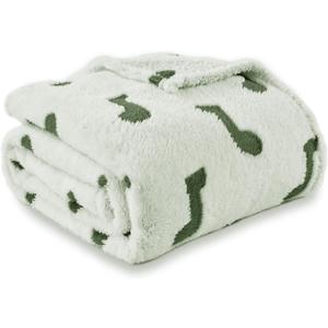 PLEVONITH Green Throw Blanket for Couch - 3D Music Patterned Fleece Throw Blanket for Home Décor, Winter Blanket 50x60 Inches (300GSM)