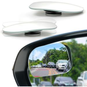 LivTee XLarge Blind Spot Mirror, Rounded Rectangle HD Glass Frameless Convex Rear View Mirrors Exterior Accessories with Wide Angle Adjustable Stick for Car SUV and Trucks, Pack of 2