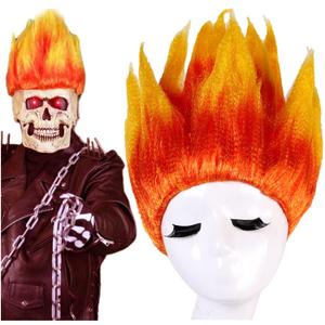 Flame Costume Wig Pre-Styled Fire Wig Spiky Halloween Cosplay Party Unisex Fun Hair (Flame)