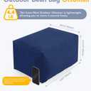 Outdoor Patio Bean Bag Ottoman - Small Beanbag Foot Rest Pouf Rectangular with Shredded Foam Filling, Splash-Proof Detachable Zipper Cover for Relaxing, Navy