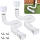 Extendable 2.8 ft to 11.5 ft (34"-138") Flexible Downspout Extensions – 2 Pack White PE Rain Gutter Drain Extenders, Fits Most Residential Downspouts