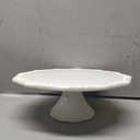 Round White Ceramic Cake Stand 8 Inch, Decorative Cupcake Stand, Dessert Display Plates for Snacks and Cookies, Baby Shower, Birthday, Wedding Party Decor