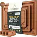 3 Packs Bamboo Cutting Board Set with Non Slip Feet Holder and Over Sink Nice Solid Thick Wood Juice Groove Chopping Board Extra Large Big Small Best Hardwood Kitchen Organic Vegetable Meat BBQ Kit (Brown)