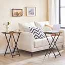 HOOBRO Folding TV Tray Tables, Set of 2 Wooden TV Trays Side Tables, Portable Sofa Snack Table, Industrial End Table for Small Spaces, Easy to Install and Fold, Rustic Brown and Black BF27BZP201, 15.7"d X 15.7"w X 26"h