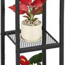 Dipion Extra Tall Plant Stand Indoor,40 Inch Plant Stands,3 Tier Metal Plant Stand with Heavy Duty Wood and Metal Mesh Shelf,Black