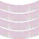 10 Feet by 15 Inch Iridescent White Foil Fringe Garland - Pack of 4 | Metallic Tinsel Banner | Ideal for Parade Floats, Bridal Shower, Wedding, Birthday, Christmas | Wall Hanging Drapes (4)