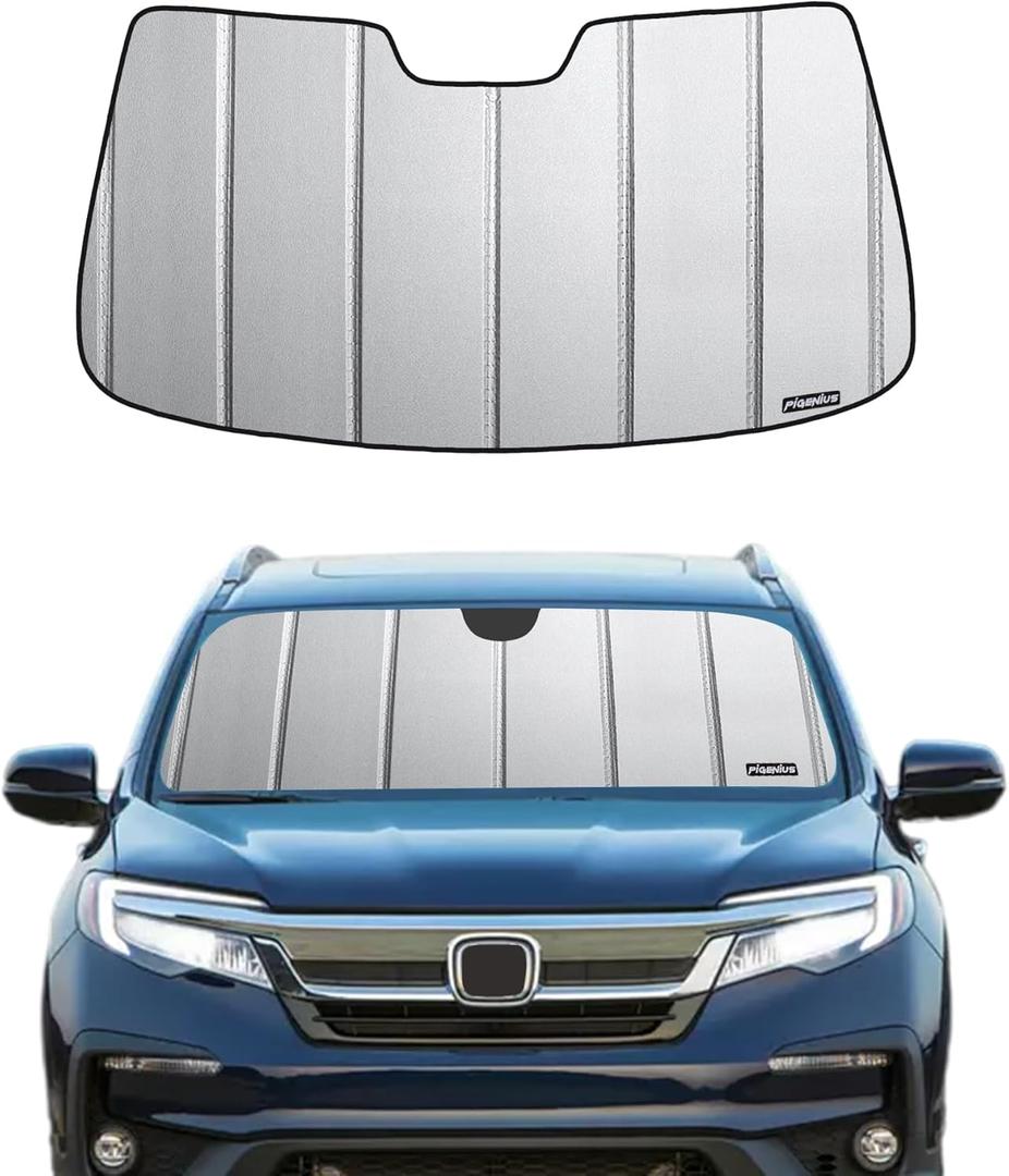 Windshield Sunshade for Honda Pilot 2016-2021, Ridgeline 2017-2021. Without Sensing Camera - Safeguard (2016-2021 Pilot without sensing camera, Grey(Safeguard))