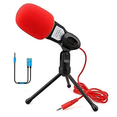 Computer Microphone,Condenser Microphone,3.5MM Plug and Play Omnidirectional Mic with Desktop Stand for Gaming,YouTube Video,Recording Podcast,Studio,for PC,Laptop,Tablet,Phone