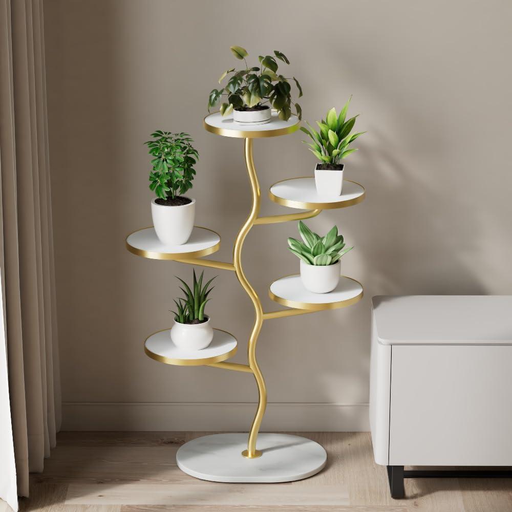 5 Tier Plant Stand, Metal Flower Pot Shelf Holder Clearance, Outdoor Display Rack Flower Pot Stand for Multiple Plants for Patio Garden Balcony Living Room Bedroom