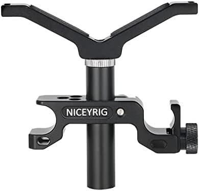 NICEYRIG 15mm LWS Rod Lens Support Y-Bracket, 64mm Vertical Adjustment Applicable for Heavy Long Lens Diameter 50mm to 140mm - 475