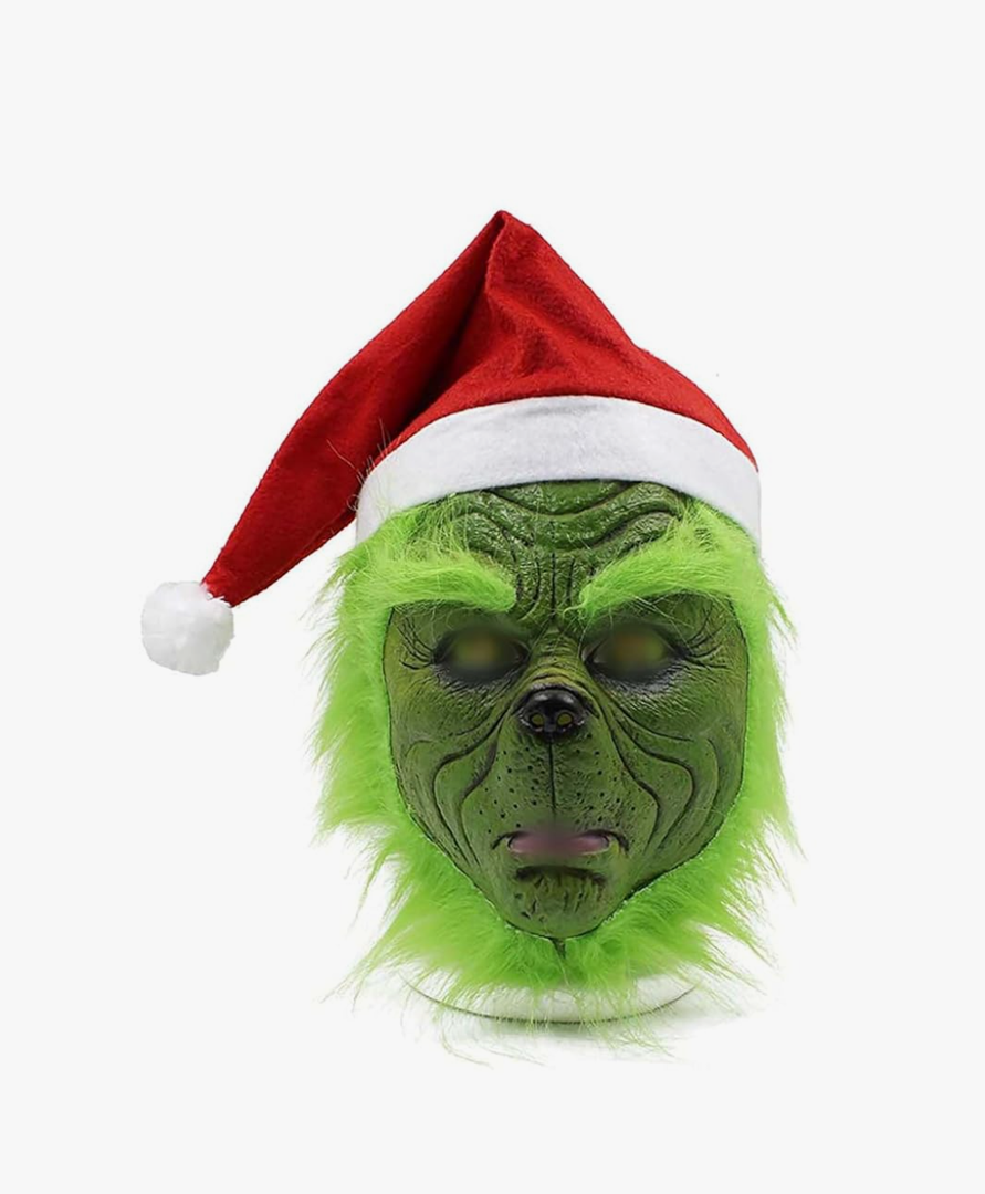 49 Pack of Green Cosplay Mask Halloween Costume Latex Scary Santa Hat Party Prop Christmas Decorations