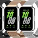 3 Pack Mesh Metal Watch Bands for Samsung Galaxy Fit 3 Watch Band,Stainless Steel Compatible with Samsung Galaxy Fit 3 for Women Men Fit 3 Bands