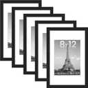upsimples 8x12 Picture Frame Set of 5, Display Pictures 6x8 with Mat or 8 x 12 Without, Wall Gallery Photo Frames, Black