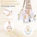 30 Set Holy Water Bottles Baptism Favors for Guest 8ml Mini Catholic Christian Holy Water Container with Cross Pin and Ribbon for Church Baptism Communion Christian Gift(White,Square)