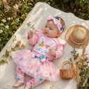 FUNMETA Baby Girl Easter Outfit 4 Piece Kids Long Sleeve Rabbit Romper Toddler Bow Pink Tutu Skirt Headband Leg Warmer Infant Easter Bunny Dress 6-12 Months