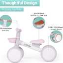 Kid's Balance Bikes for 1 Year Old Boys and Girls, 12-36 Months Toddler Ride-on with Adjustable Seat and a Front Basket, First Birthday Gifts (Pink)