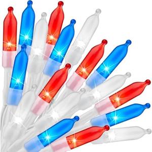 Battery Operated Independence Day String Lights - 8ft 20 LED 4th of July Decoration Patriotic Mini Lights with Timer, Waterproof for Indoor Outdoor Bedroom Wedding Party Holiday（Red White Blue）