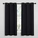 NICETOWN Halloween Pitch Black Solid Thermal Insulated Grommet Blackout Curtains/Drapes for Bedroom Window (2 Panels, 42 inches Wide by 63 inches Long, Black)