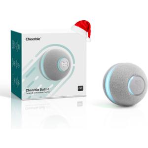 Cheerble Smart Interactive CatToy, Wicked Ball, Automatic Moving Bouncing Rotating Ball, Active Rolling Ball for Medium Large Cats Boredom, Peppy Pet Ball with Lights, Fun Birthday Gift (Grey)