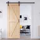 EaseLife 32in x 84in Sliding Barn Door with 5.5FT Barn Door Hardware Kit & Handle Included,DIY Assemblely,Easy Install,Interior Rooms & Storage Closet,K-Frame