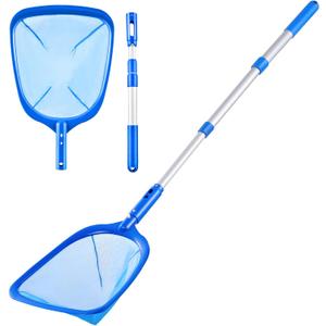 Pool Skimmer - Pool Net with 3 Section Pole, 48 inch Pool Skimmer Net with Pole Total Length, Pool Nets for Cleaning, Fine Mesh Net Pool Skimmer Net, Telescopic Aluminum Pole, Great Pool Accessories