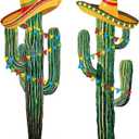 2 Pcs 6 Feet Large Day of The Dead Wall Decor Jointed Cactus Cutouts Wall Stickers Dia De Los Muertos Home Decals Stickers DIY Green Cactus Botanical Decorations for Mexican Fiesta Classroom Bedroom (Mexico)