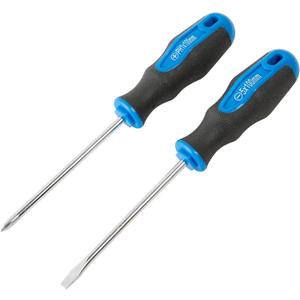 ROTATION 2-Piece Magnetic Screwdrivers Set with Nichrome tip, 1 Phillips and 1 Slotted Tips, Professional Cushion Grip Screwdriver Set with High Torque, 5 * 100mm, PH1*100mm
