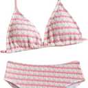RoseSeek Girl's Tie Dye Smocked 2 Piece Swimwear Sets Backless Halter Bikini Cute Brief Bathing Suit, 11Y