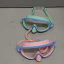 Vvinca 2 Pcs Kids-Swim-Goggles with Nose Cover, Swimming Diving Mask Wide View Anti Fog UV Anti Shattered Lens for Kids 3-5 (02-Pink Blue & Blue Green)